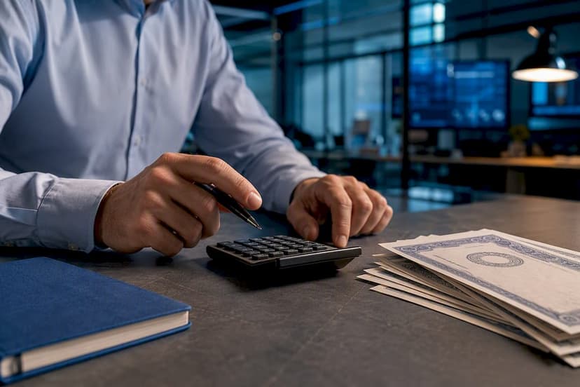 Analyst calculating tradable share value