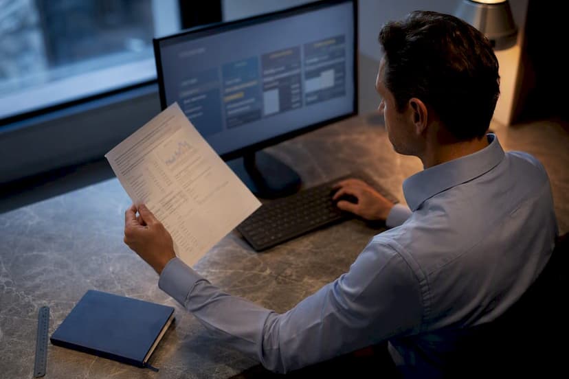 Analyst reviewing public economic and sector data
