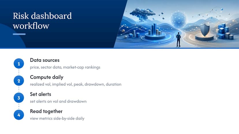 Five-part volatility and drawdown dashboard