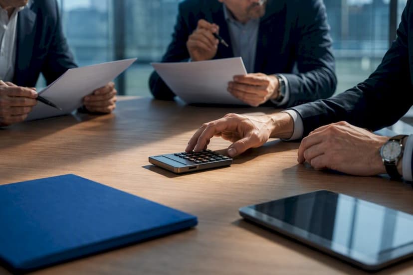 Underwriters reviewing IPO pricing materials
